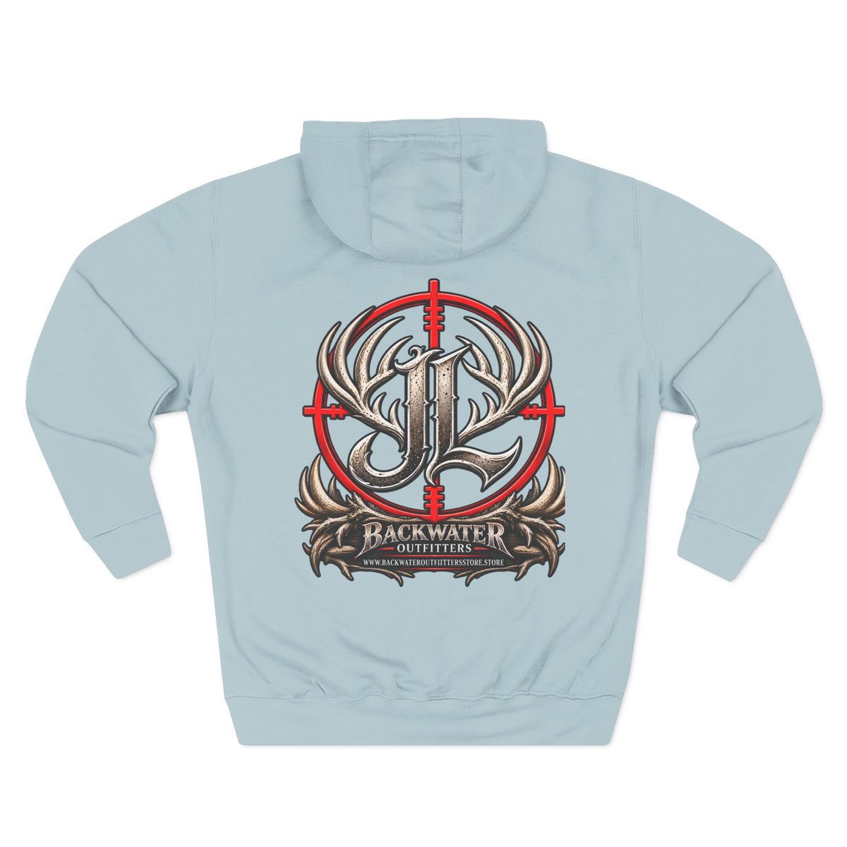 James Luker Hunting Logo Hoodie — Backwater Outfitters Antler Crest Fleece Hoodie Printify