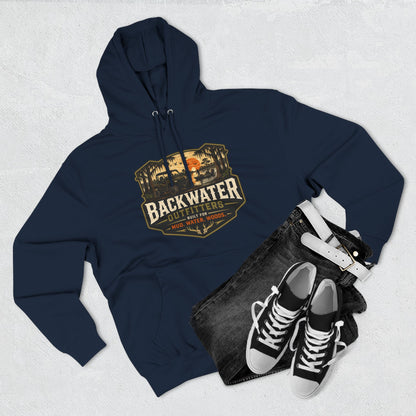 Backwater Outfitters Fishing Hoodie — “My Retirement Plan Has a Trolling Motor” Graphic