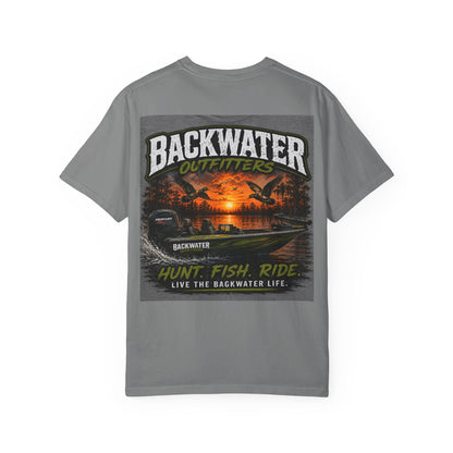 Backwater Outfitters T-Shirt — "Hunt. Fish. Ride." Outdoor Fishing & Hunting Tee