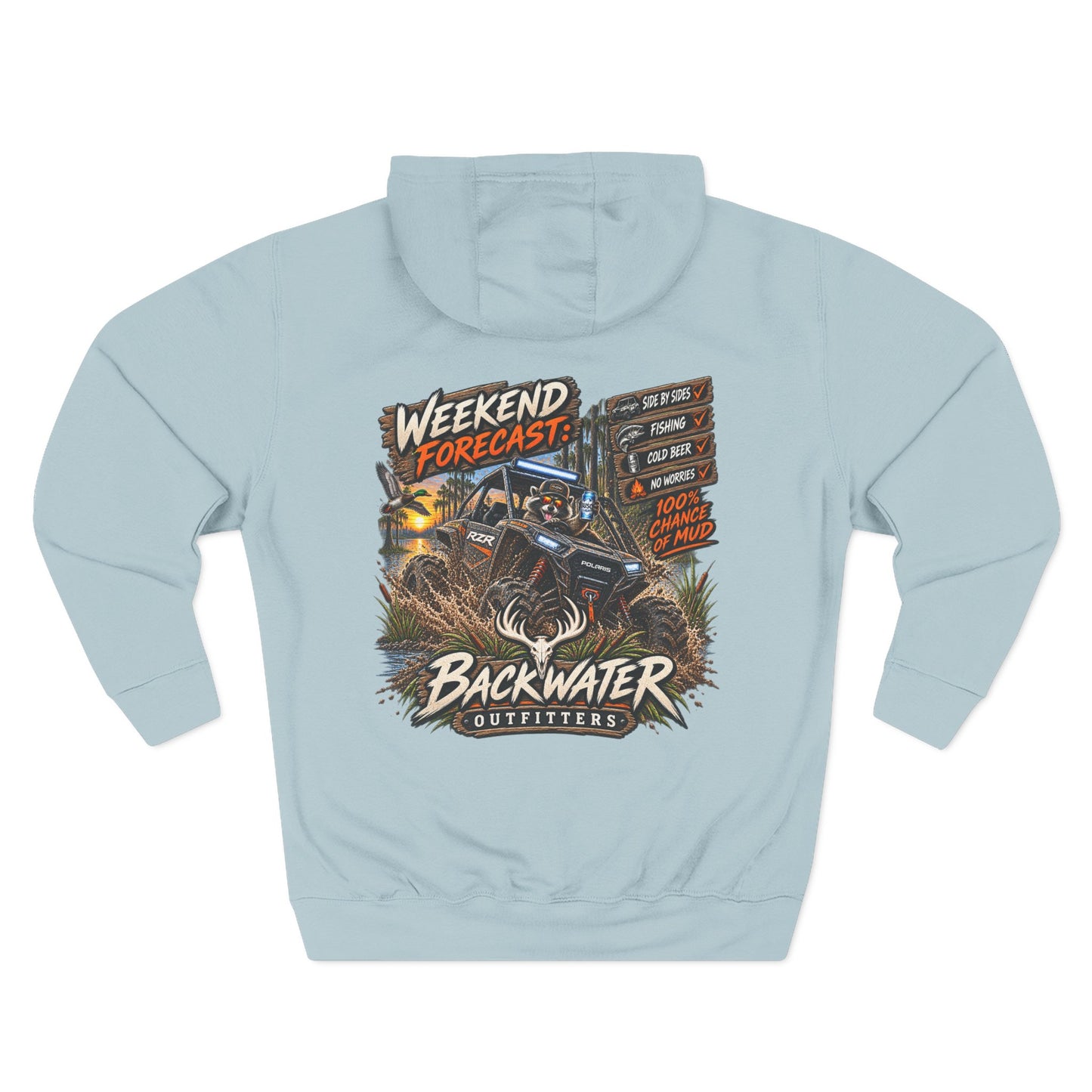 Backwater Outfitters "Weekend Forecast" Off-Road Hoodie — ATV Mud Riding Graphic Hoodie
