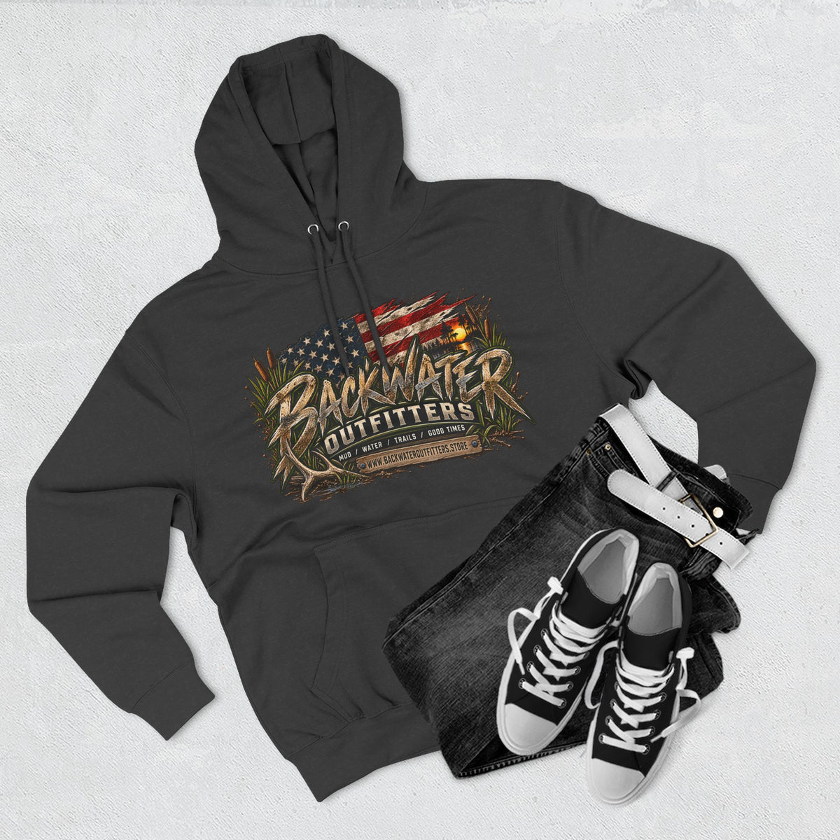 Backwater Outfitters Off-Road Hoodie — American Flag & UTV Graphic Printify