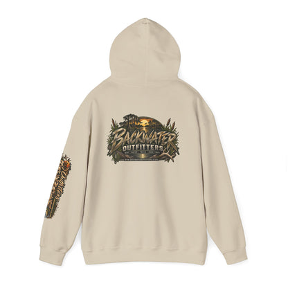 Simply Backwater Outfitters Hoodie — Outdoor Fishing Sunset Graphic Pullover Printify