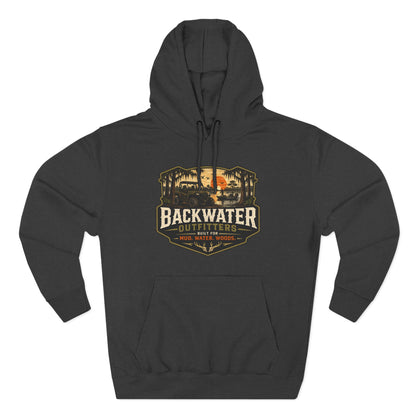 Backwater Outfitters Fishing Hoodie — “My Retirement Plan Has a Trolling Motor” Graphic