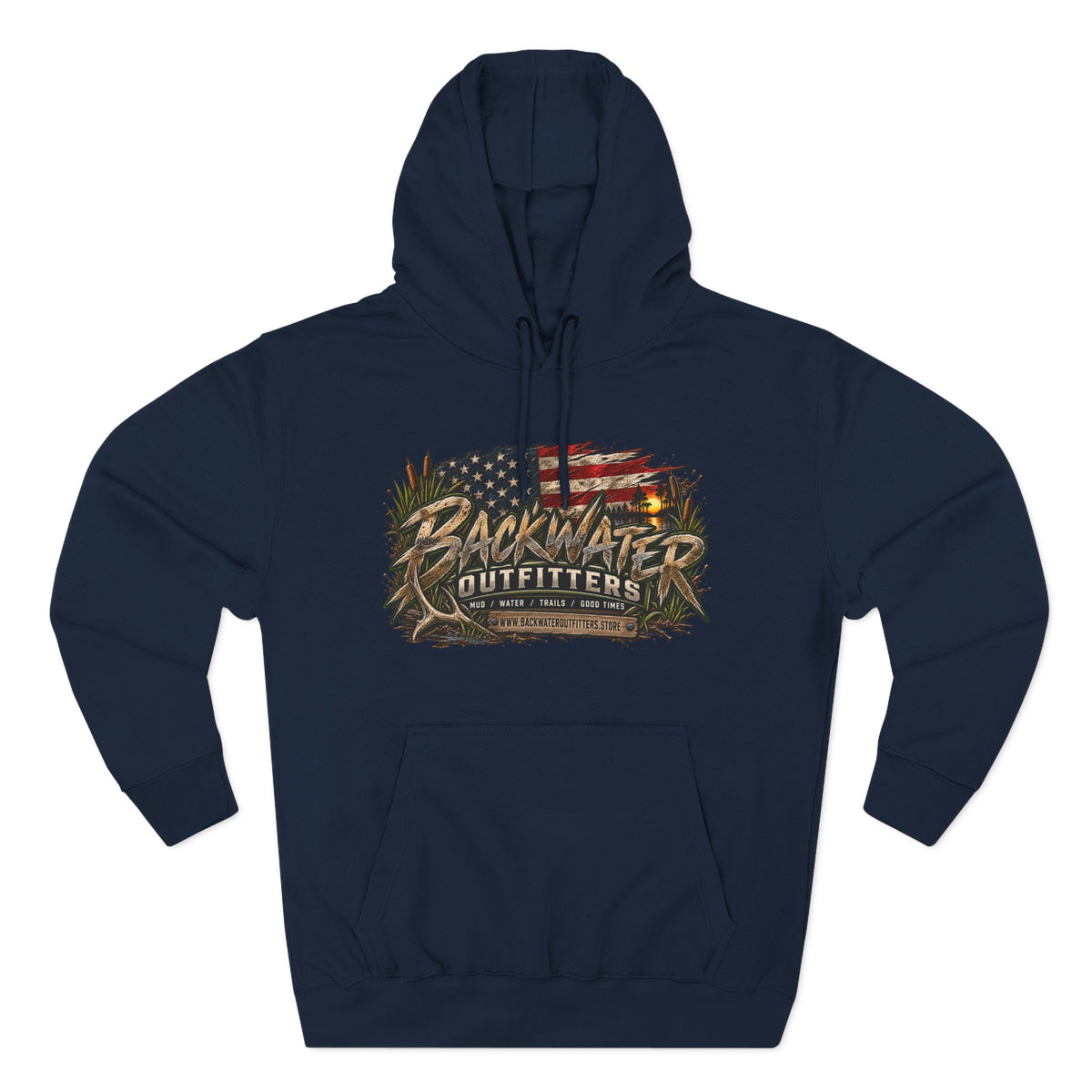 Backwater Outfitters Off-Road Hoodie – American Flag & UTV Graphic Fleece Printify