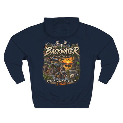 Backwater Outfitters Hoodie — 'Ride It • Hunt It • Fish It' Outdoor Pullover