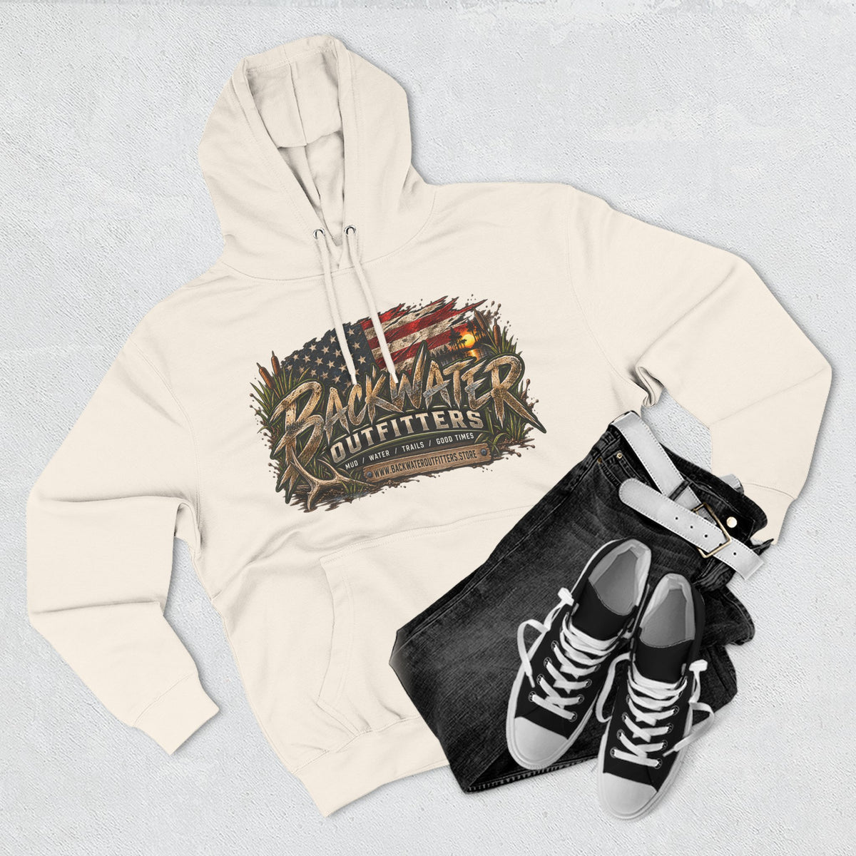 Backwater Outfitters Off-Road Hoodie — American Flag & UTV Graphic Printify