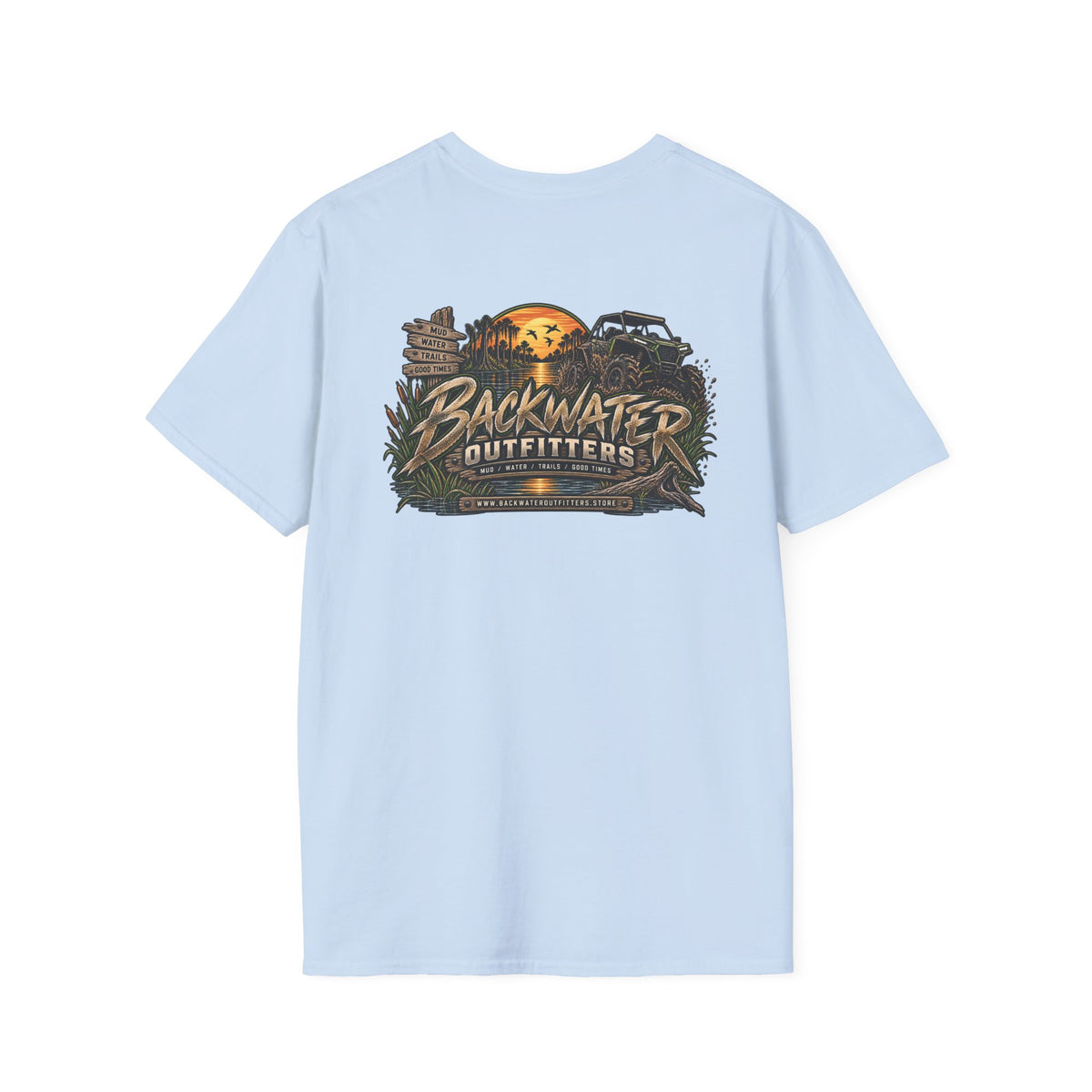 Simply Backwater Outfitters Fishing Tee – Sunset Swamp Outdoor Shirt Printify
