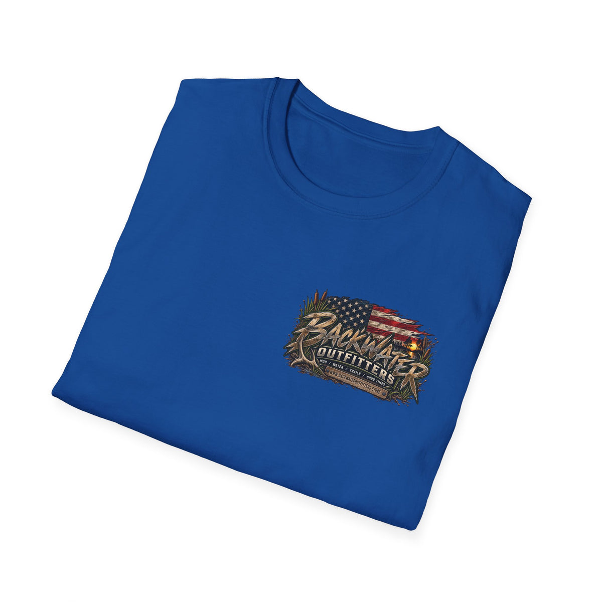 Simply Backwater Outfitters Flag Graphic T-Shirt — American Rustic Fishing Tee Printify