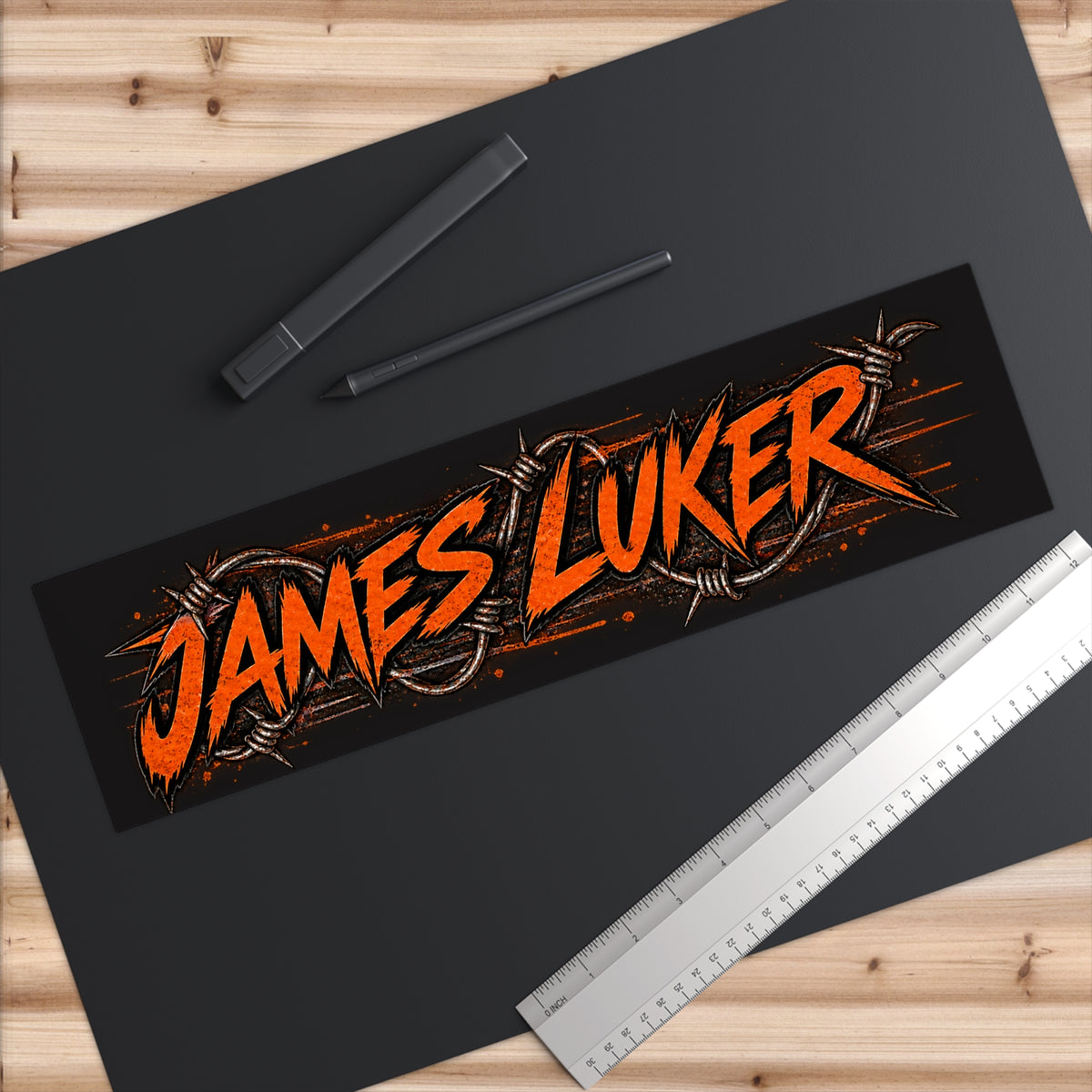 James Luker Orange Barbed Wire Bumper Sticker Printify