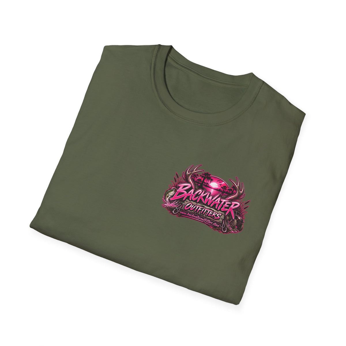 Women T-Shirt — "Backwater & Bad Decisions" Graphic Tee (Pink Palm Beach Vibes) Printify