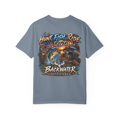 Backwater Outfitters "Hunt Fish Ride Repeat" T-Shirt
