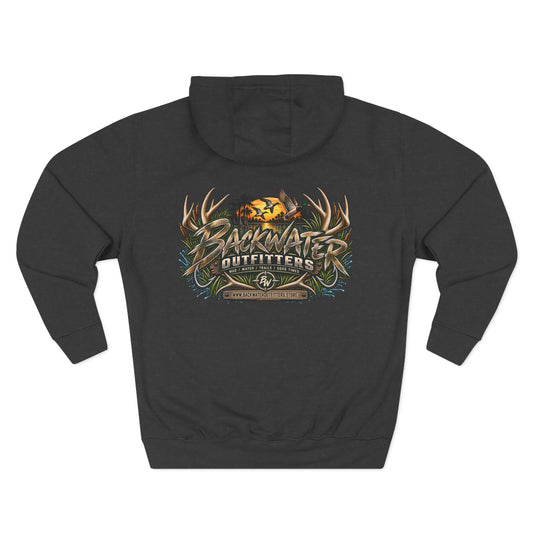 Simply Backwater Outfitters Hoodie — Outdoor Hunting Antler Graphic Fleece Hoodie Printify