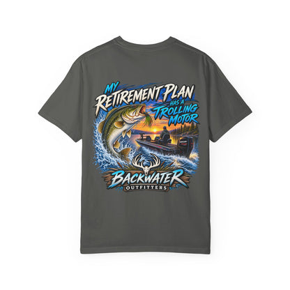 Fishing T-Shirt — "My Retirement Plan Has a Trolling Motor" Backwater Outfitters