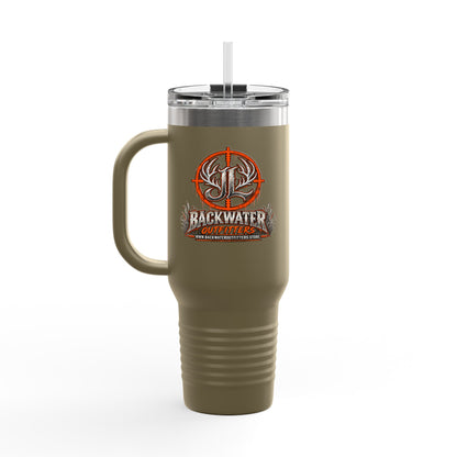 James Luker Backwater Hunting Logo 40oz Insulated Travel Mug Printify