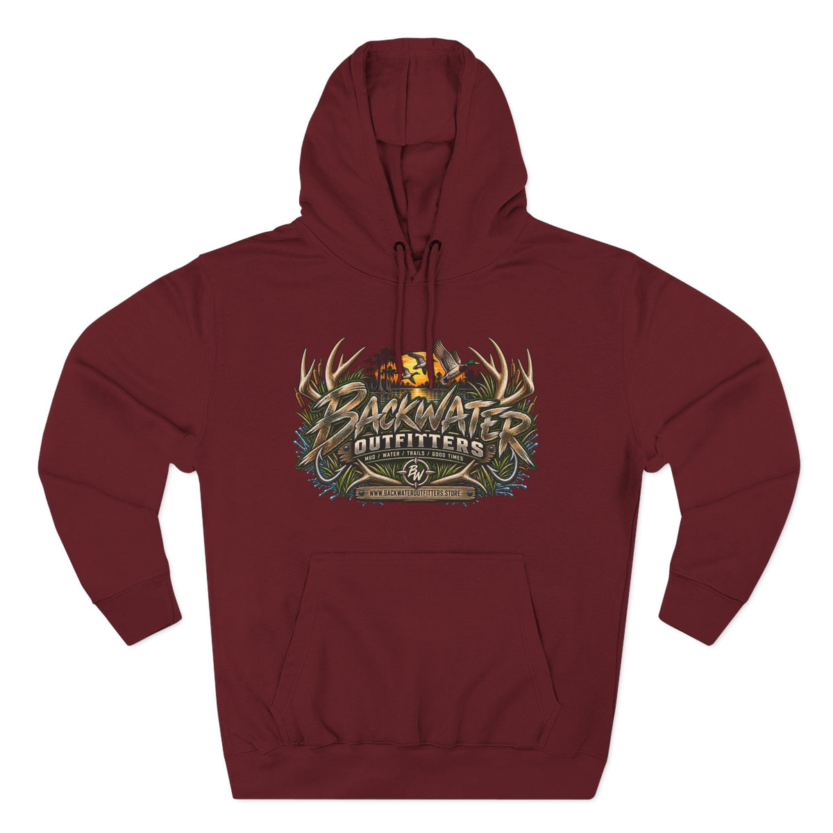 Backwater Outfitters Hoodie — Off‑Road Adventure Fleece Pullover Printify
