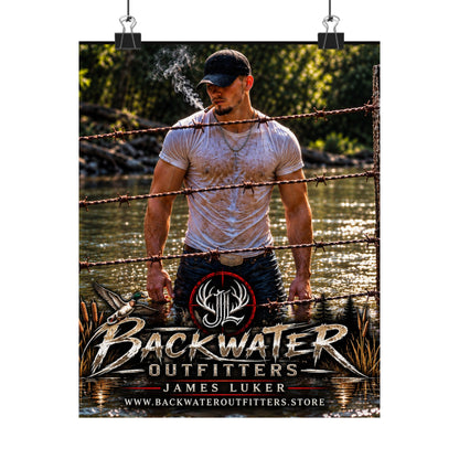 Backwater Outfitters Matte Poster — James Luker Fishing Cabin Wall Art Printify