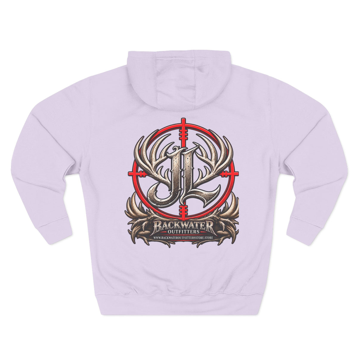 James Luker Hunting Logo Hoodie — Backwater Outfitters Antler Crest Fleece Hoodie Printify