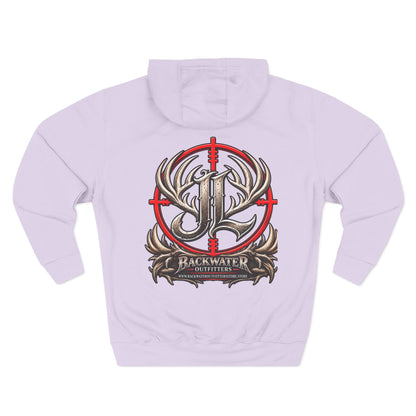 James Luker Hunting Logo Hoodie — Backwater Outfitters Antler Crest Fleece Hoodie Printify
