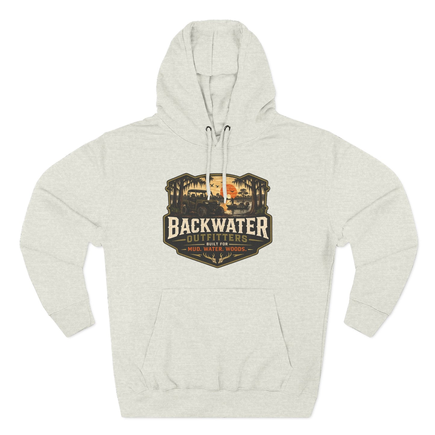 Backwater Outfitters Fishing Hoodie — “My Retirement Plan Has a Trolling Motor” Graphic
