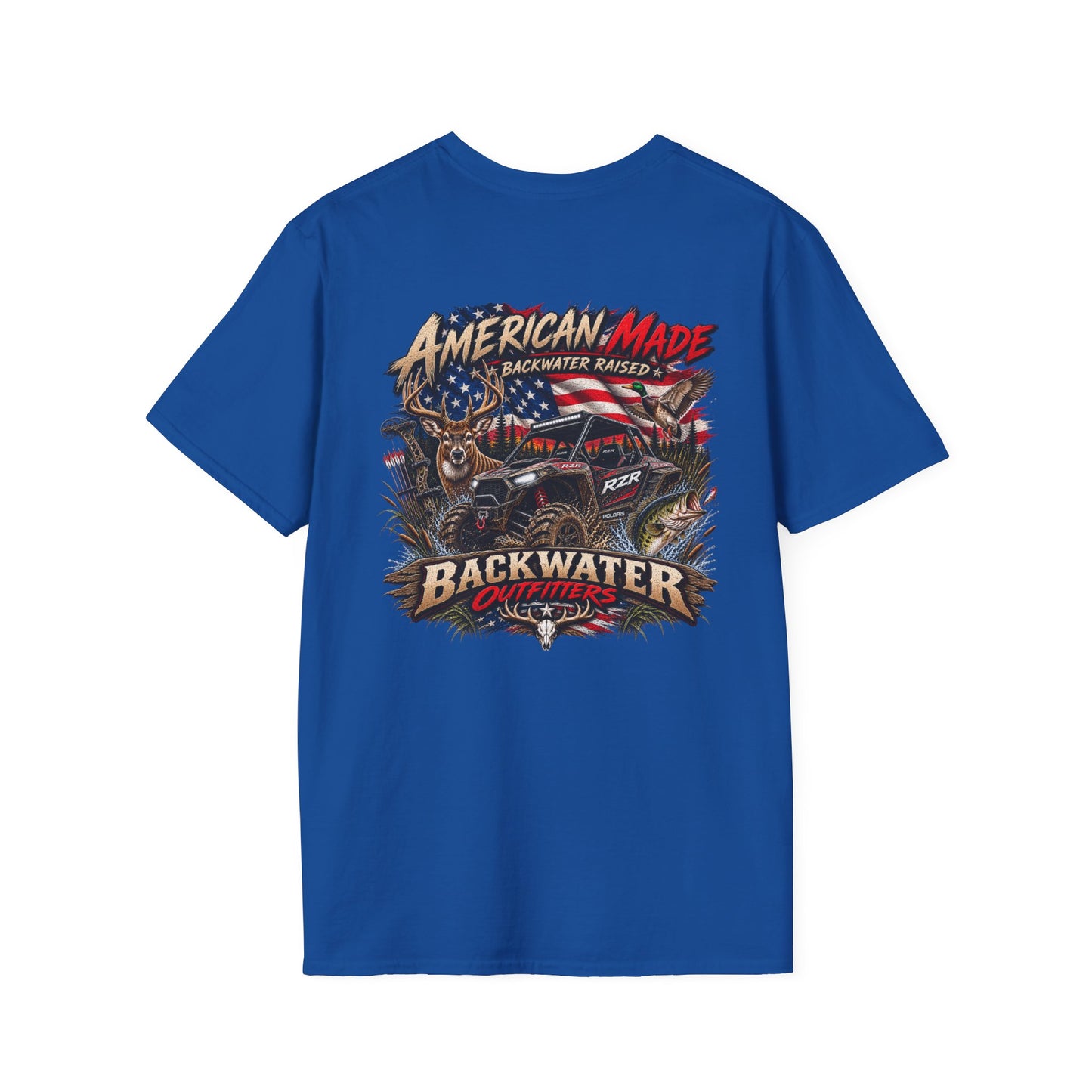 Backwater Outfitters Fishing T-Shirt — Retro Swamp Camp Logo