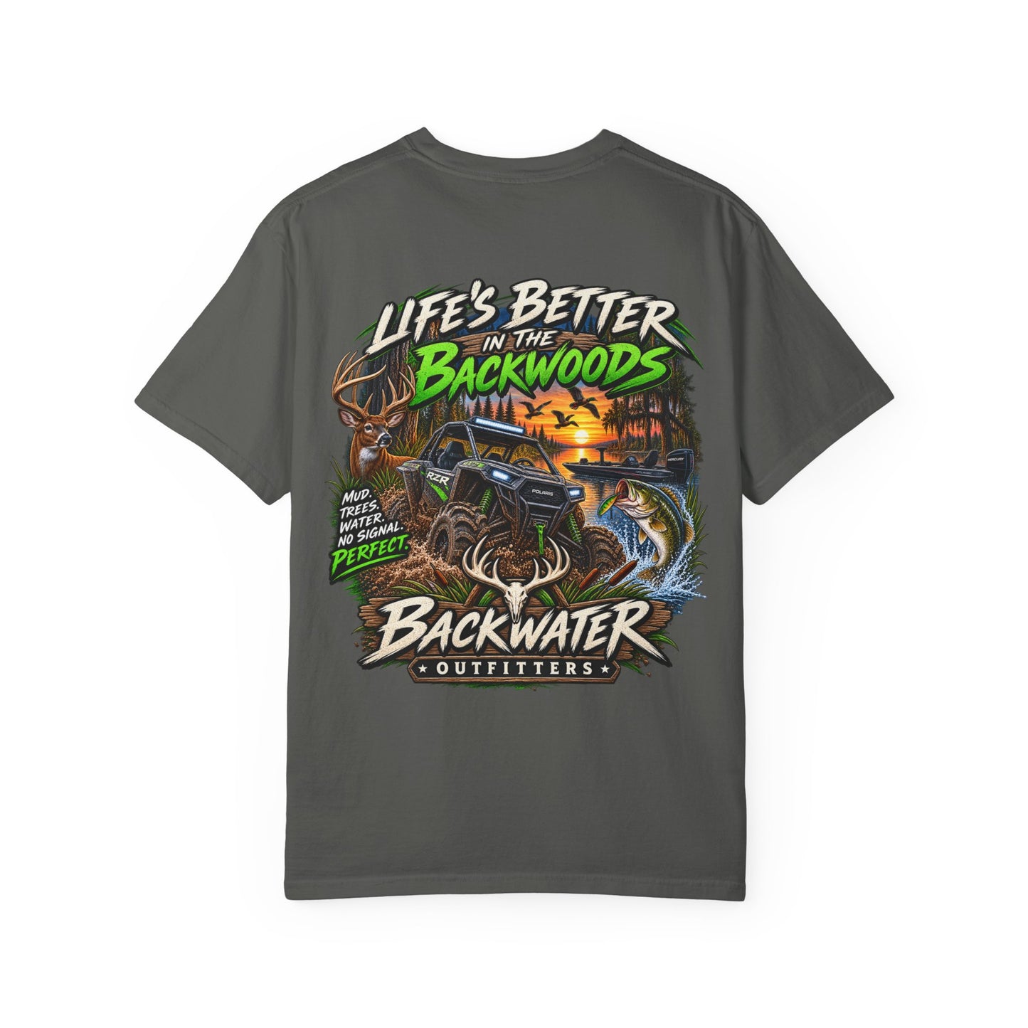 Backwater Outdoor Logo T-Shirt — Retro Fishing & Camping Tee