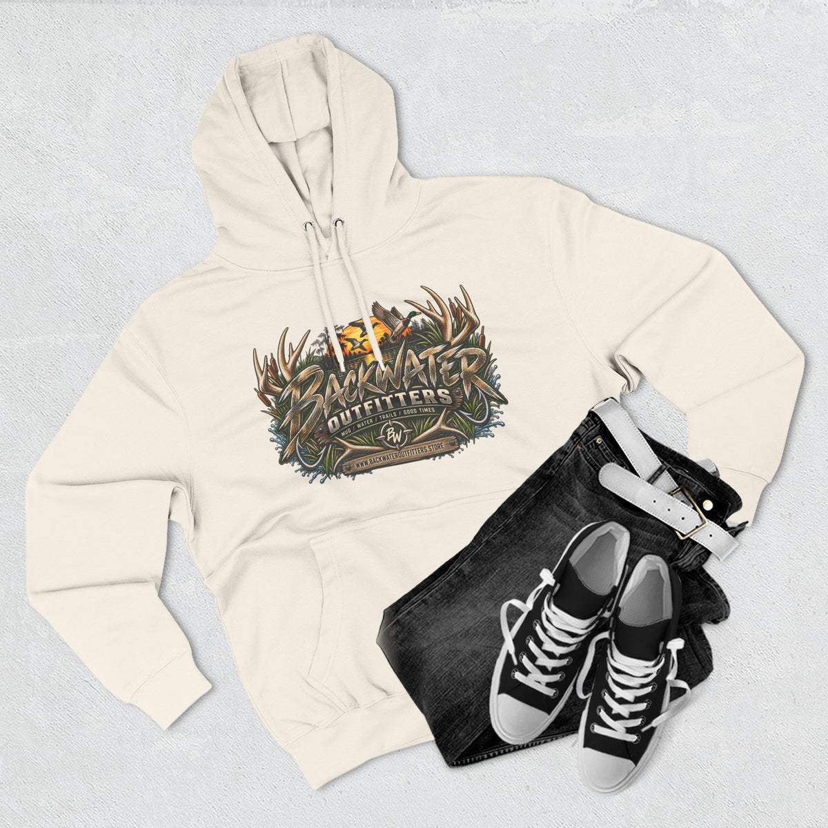 Backwater Outfitters Hoodie — Off‑Road Adventure Fleece Pullover