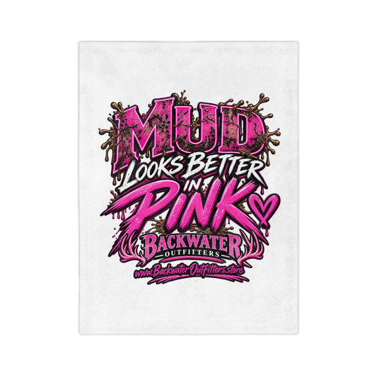 Microfiber Blanket — "Mud Looks Better in Pink" Graphic Cozy Throw Printify