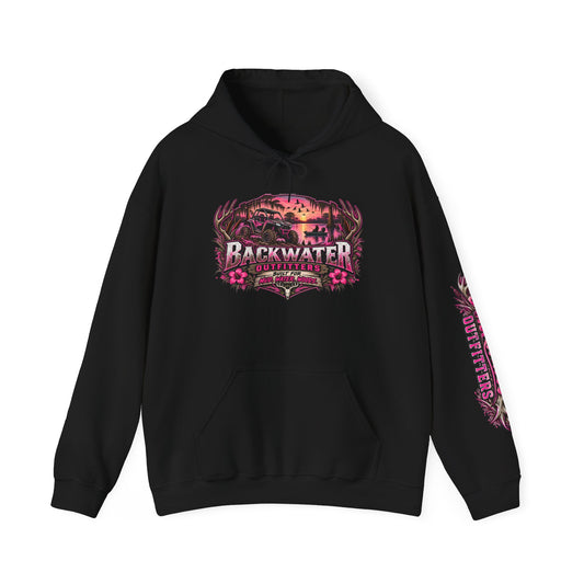 Backwater Outfitters Hoodie — “Pretty Tough” Graphic Fishing Hoodie Printify