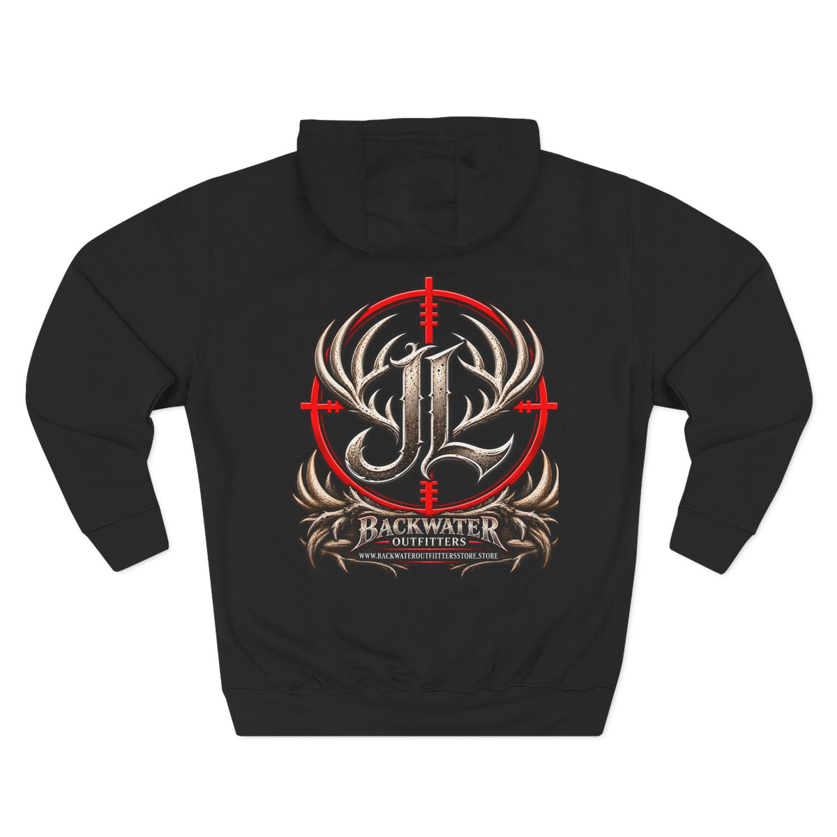 James Luker Hunting Logo Hoodie — Backwater Outfitters Antler Crest Fleece Hoodie Printify
