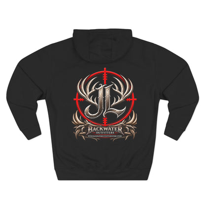 James Luker Hunting Logo Hoodie — Backwater Outfitters Antler Crest Fleece Hoodie Printify