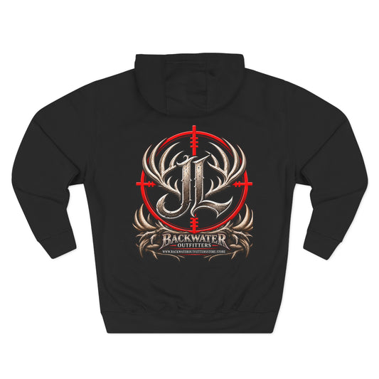 James Luker Hunting Logo Hoodie — Backwater Outfitters Antler Crest Fleece Hoodie Printify