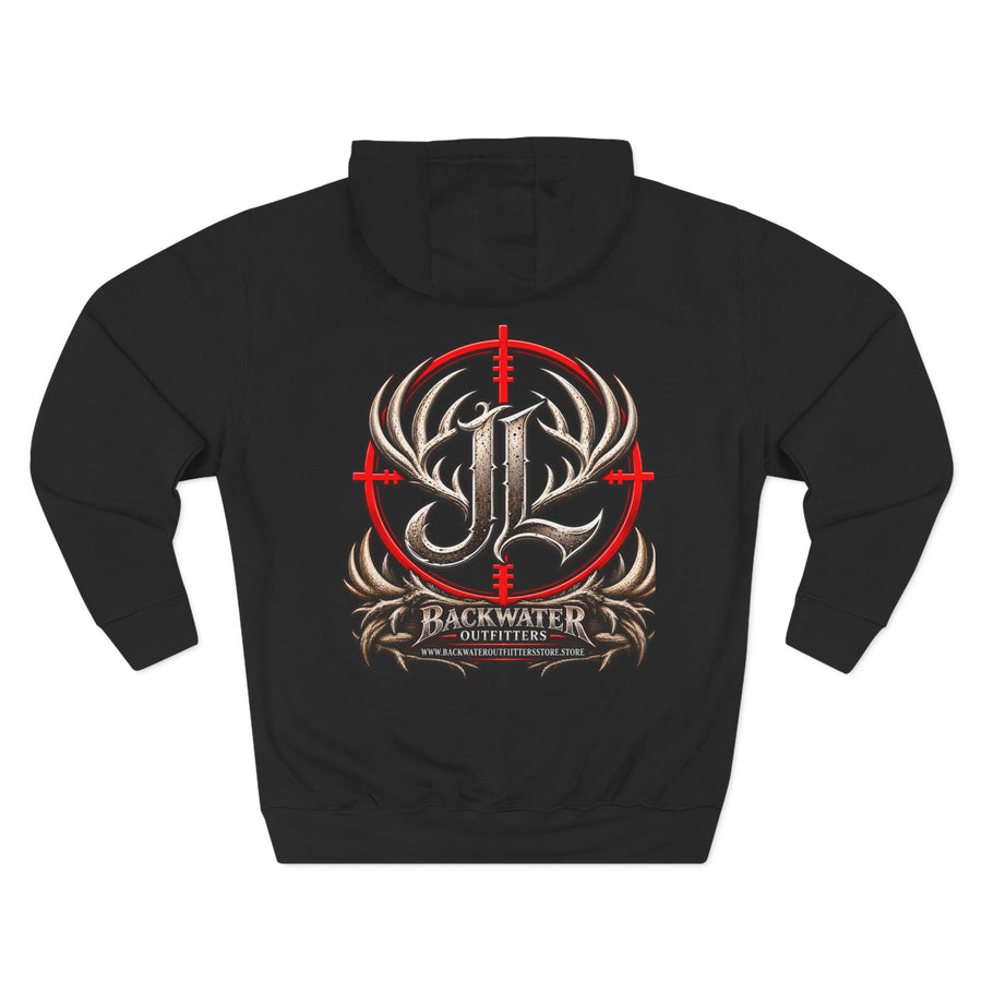 James Luker Hunting Logo Hoodie — Backwater Outfitters Antler Crest Fleece Hoodie Printify