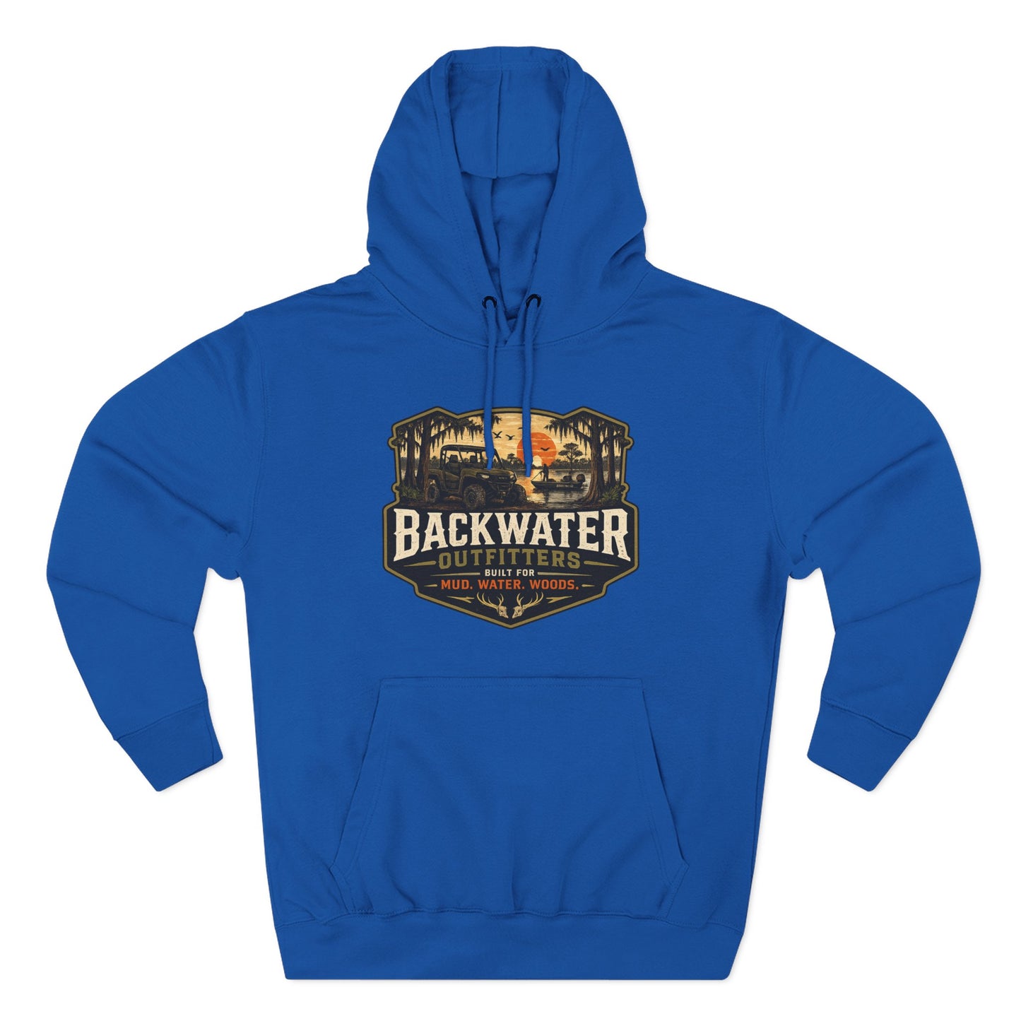 Backwater Outfitters Fishing Hoodie — “My Retirement Plan Has a Trolling Motor” Graphic