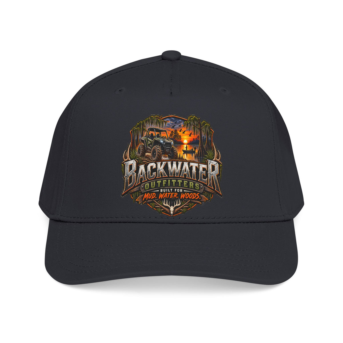Backwater Outfitters Camping Cap — Retro Outdoor Fishing Hat Printify