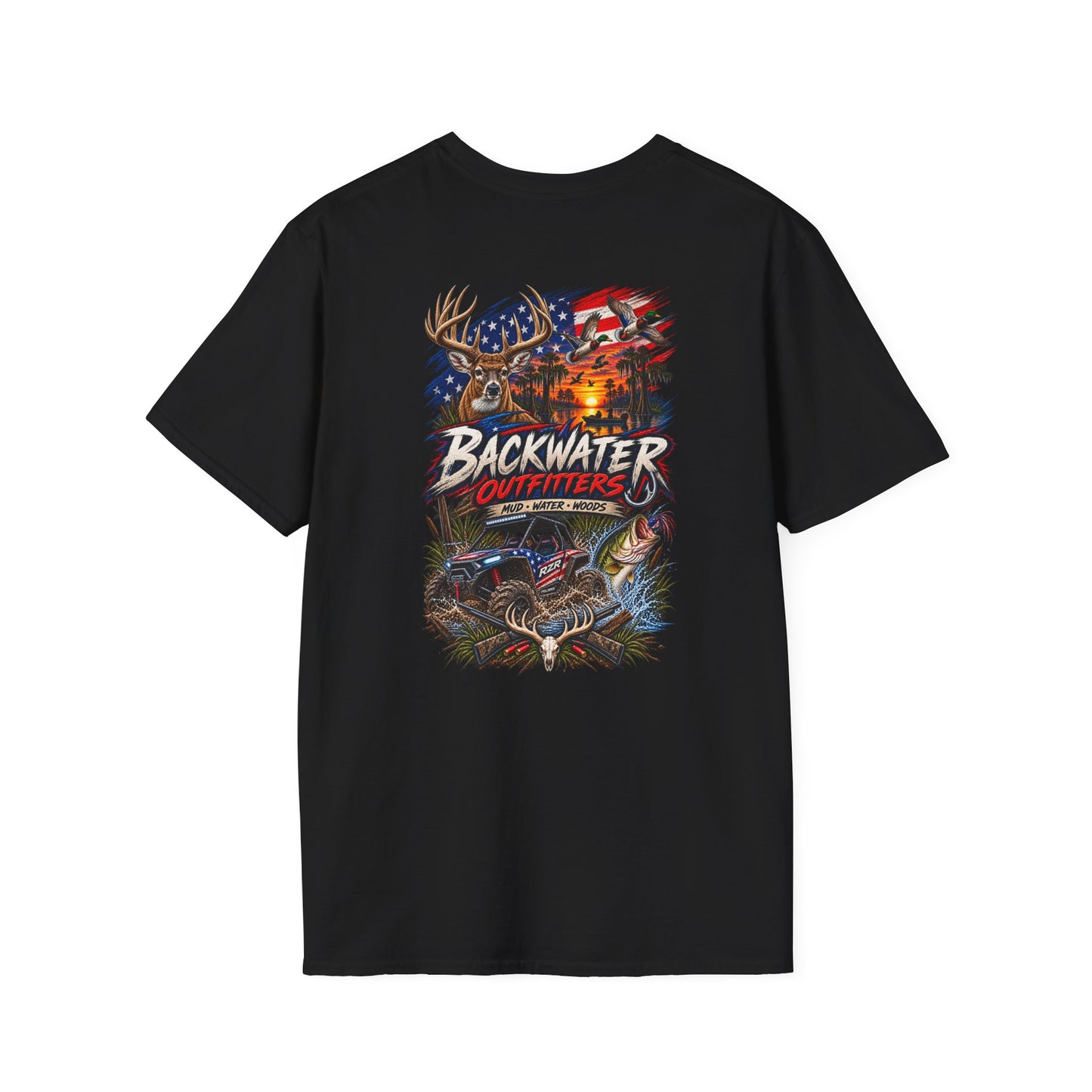 Backwater Outfitters Fishing T-Shirt – American Flag Fish Logo