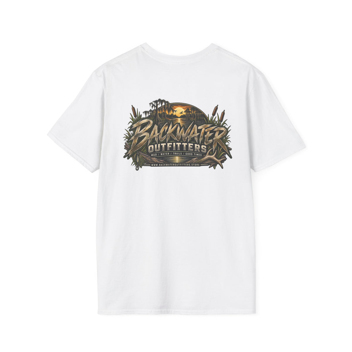 Backwater Outfitters T-Shirt – Sunset Marsh Fishing Tee Printify