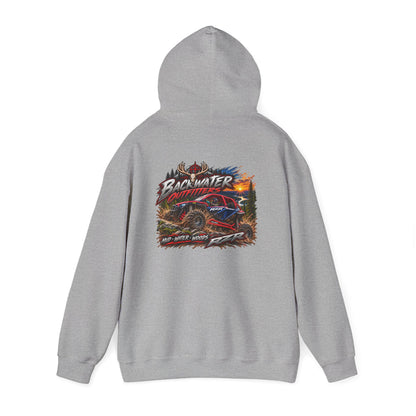 Backwater Outfitters Hoodie — American Flag Outdoor Fishing & Off-Road Pullover Printify