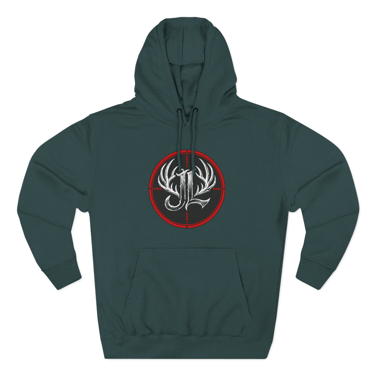 James Luker Hunting Logo Hoodie — Backwater Outfitters Antler Crest Fleece Hoodie Printify