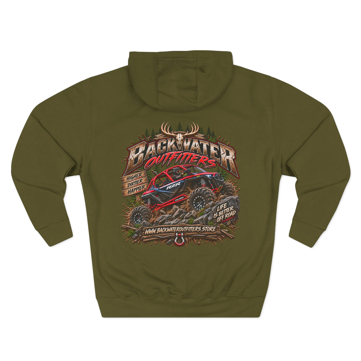 Backwater Outfitters Off-Road Hoodie — American Flag & UTV Graphic Printify