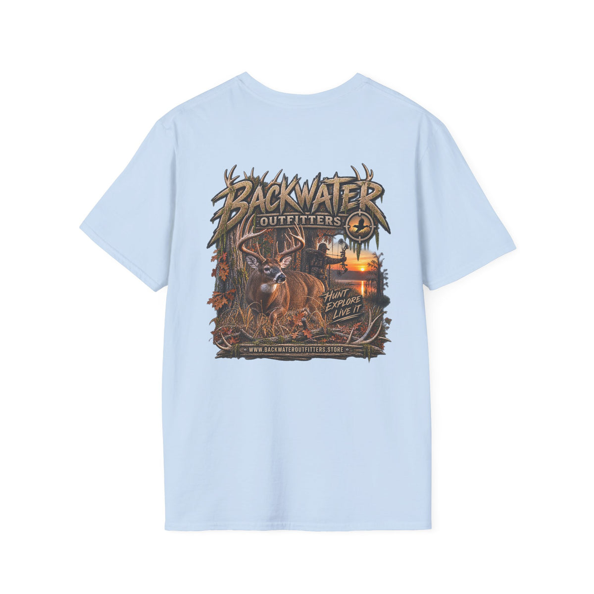 Backwater Outfitters Deer Hunting T-Shirt — Outdoor Hunting Graphic Tee Printify