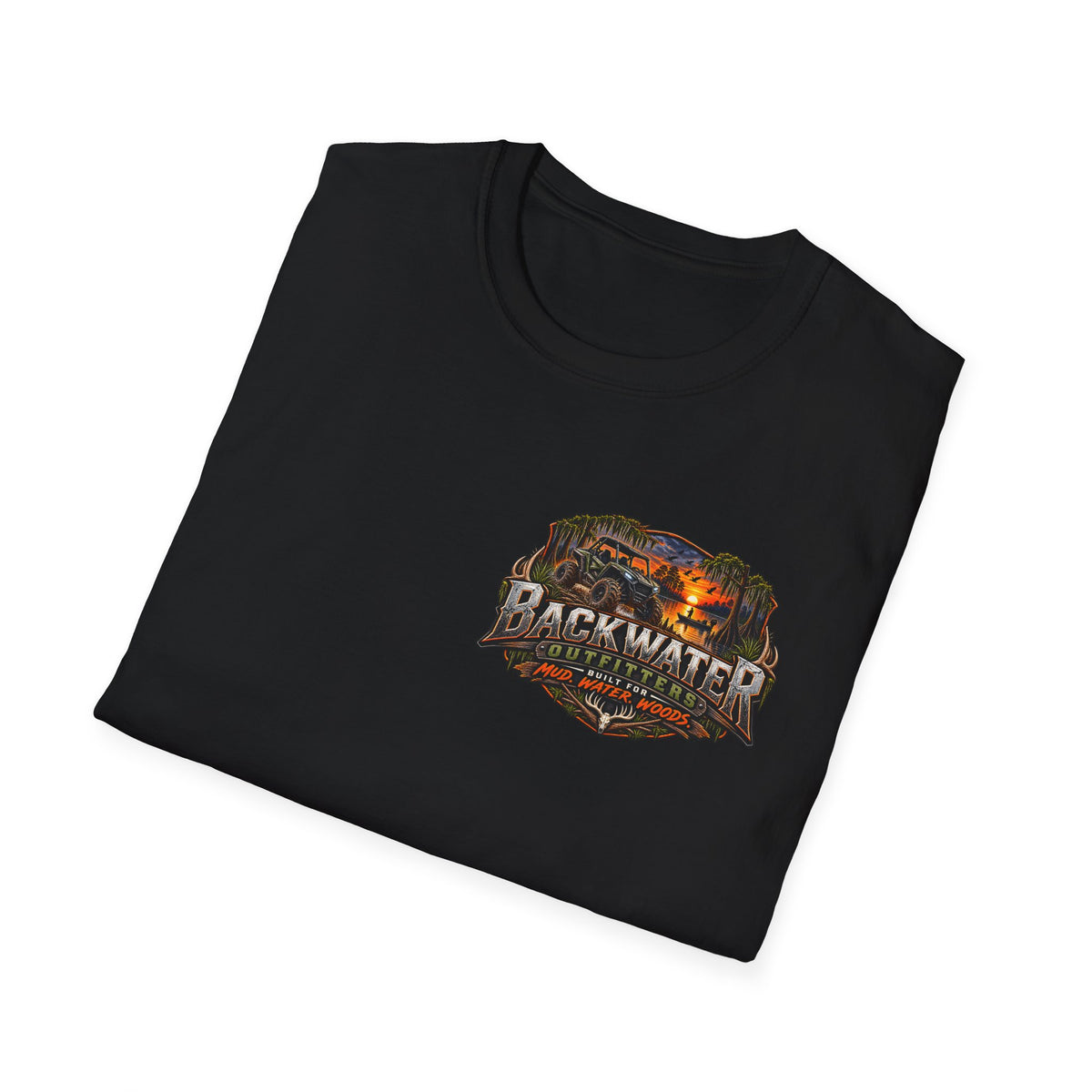 Backwater Fishing T-Shirt — "Fish Explore Unwind" Outdoor Angler Tee Printify