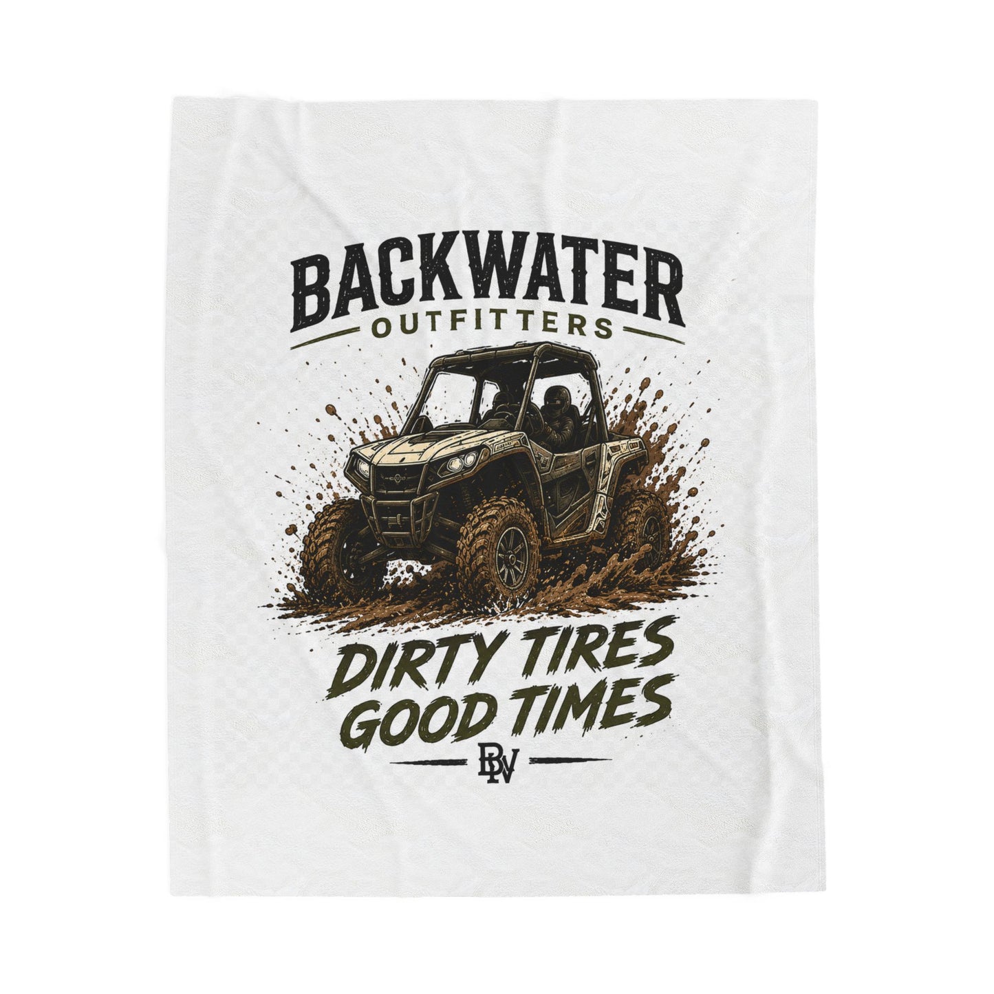 Velveteen Blanket - "Backwater Outfitters: Dirty Tires, Good Times" Off-Road UTV Throw