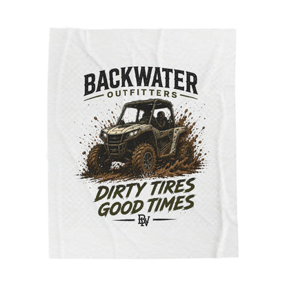 Velveteen Blanket - "Backwater Outfitters: Dirty Tires, Good Times" Off-Road UTV Throw