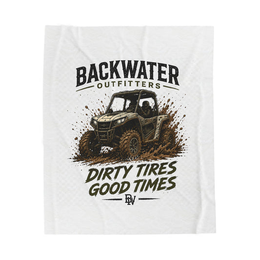 Velveteen Blanket - "Backwater Outfitters: Dirty Tires, Good Times" Off-Road UTV Throw