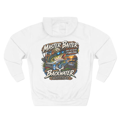 Backwater Outfitters Fishing Hoodie — "Master Baiter" Graphic Pullover