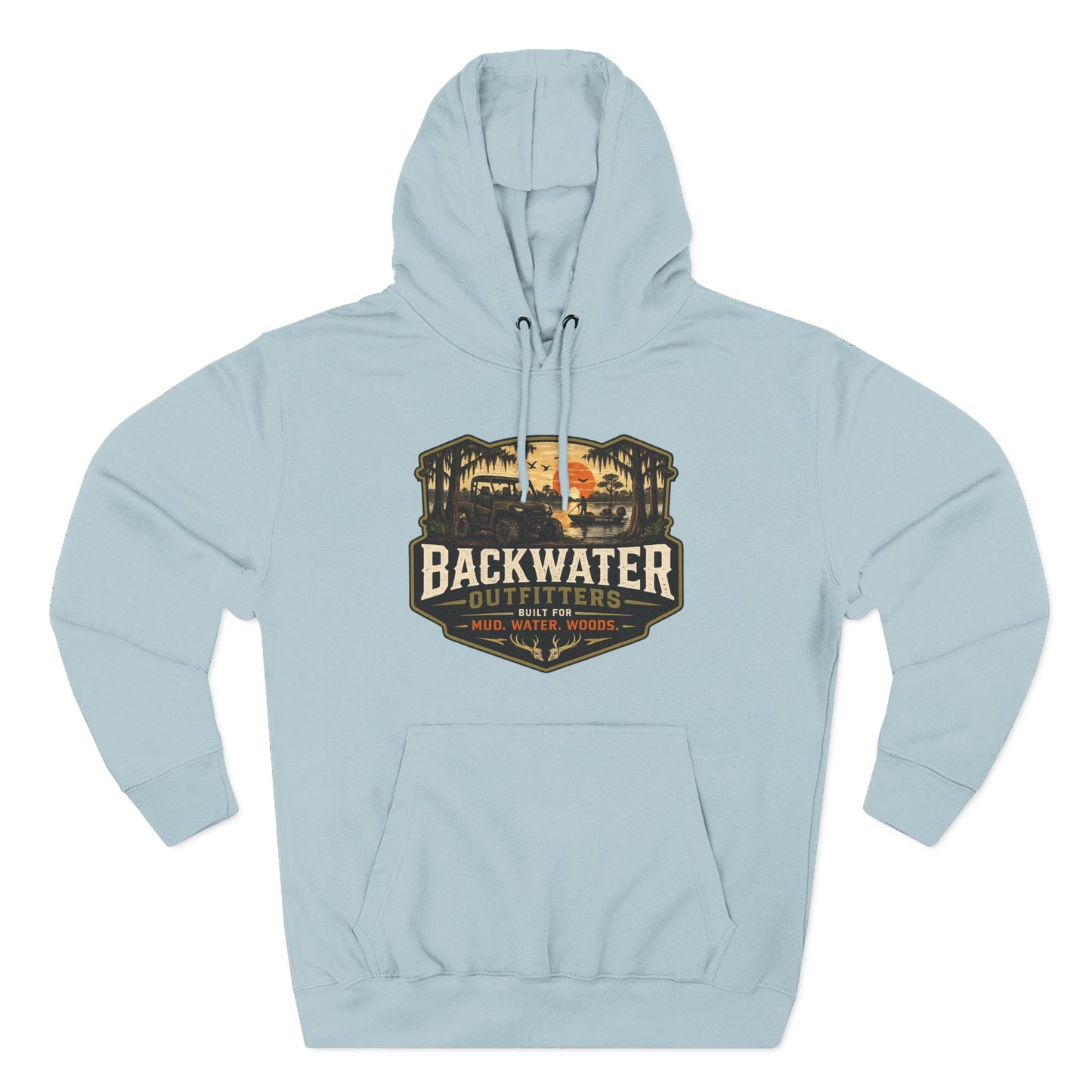 Backwater Outfitters Fishing Hoodie — “My Retirement Plan Has a Trolling Motor” Graphic