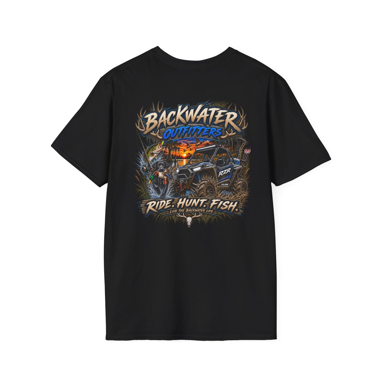 Backwater Outfitters T-Shirt — Rustic Camping & Fishing Logo Tee