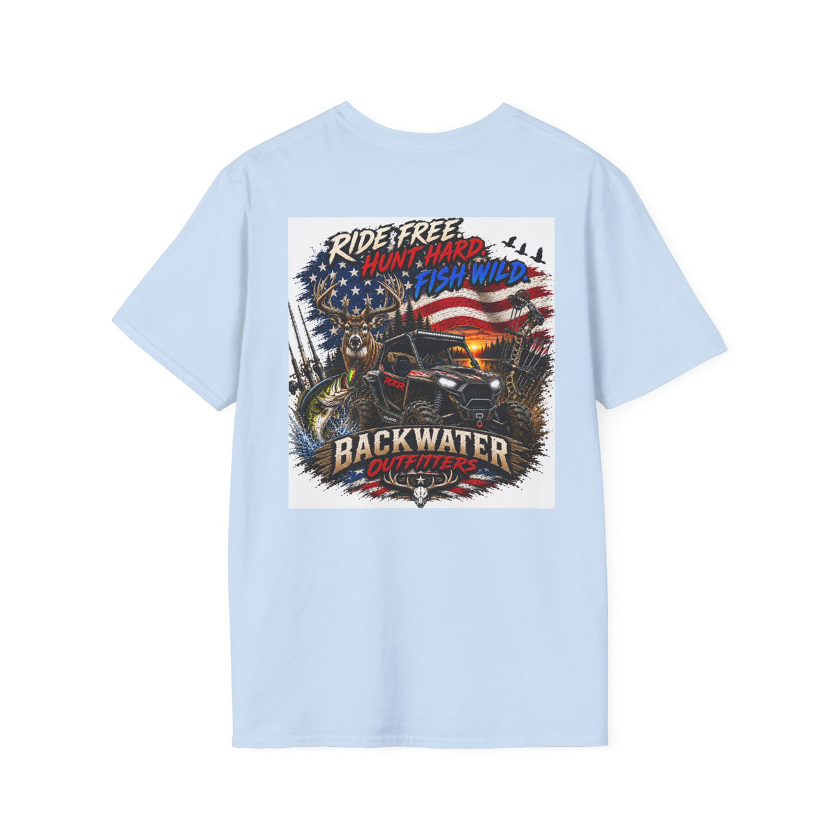 Patriotic Trailblazer T-Shirt — American Flag Motorcycle Graphic