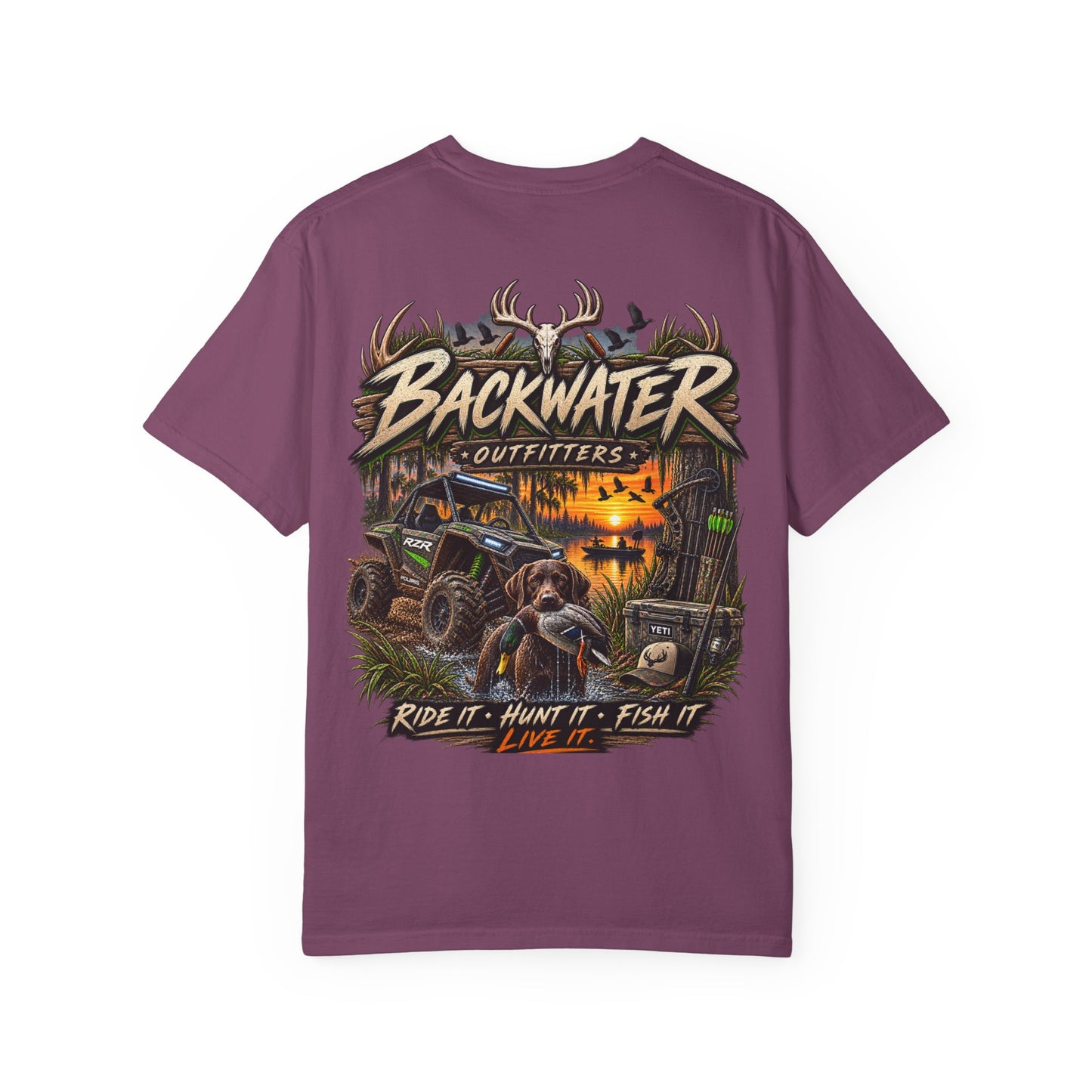 Backwater Outfitters Graphic T-Shirt — Ride It • Hunt It • Fish It