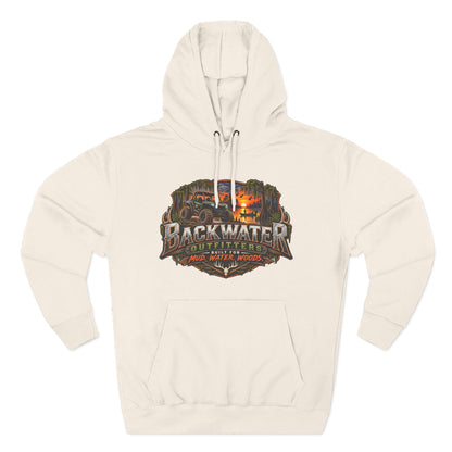 Backwater Outfitters Hoodie — "Hunt Fish Ride Repeat" Outdoor Graphic Pullover